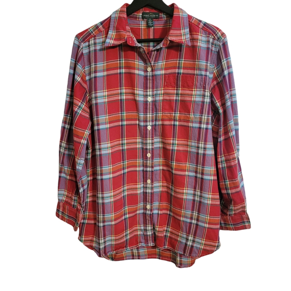 Lauren Ralph Lauren Red Plaid Flannel Button Up Shirt
